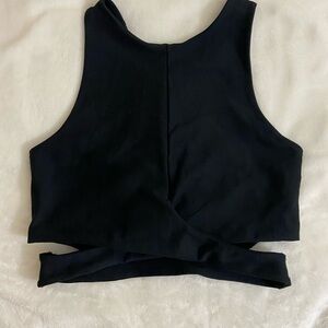 Becco Black Sleeveless Crop Top